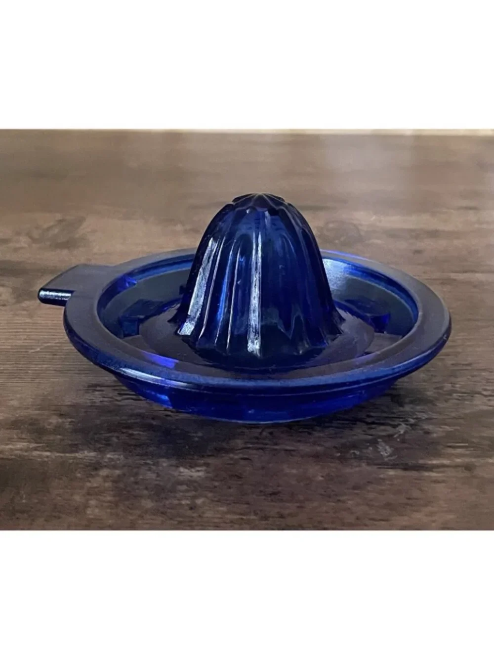 Vintage Cobalt Blue Glass Citrus Reamer Fruit Juice Juicer Handheld Tab Handle